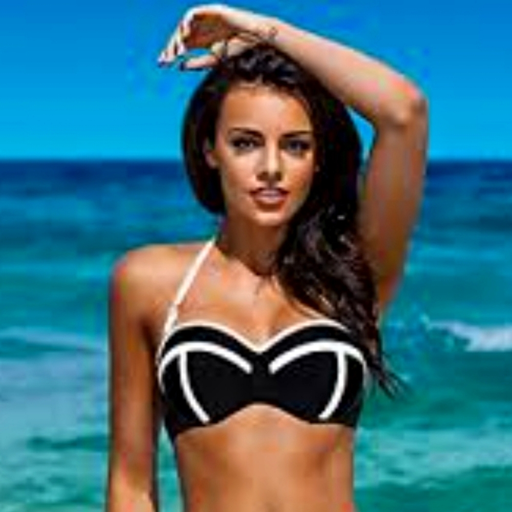 NEW Arizona Jean Co. Graphic Lines Black & White Swim Top